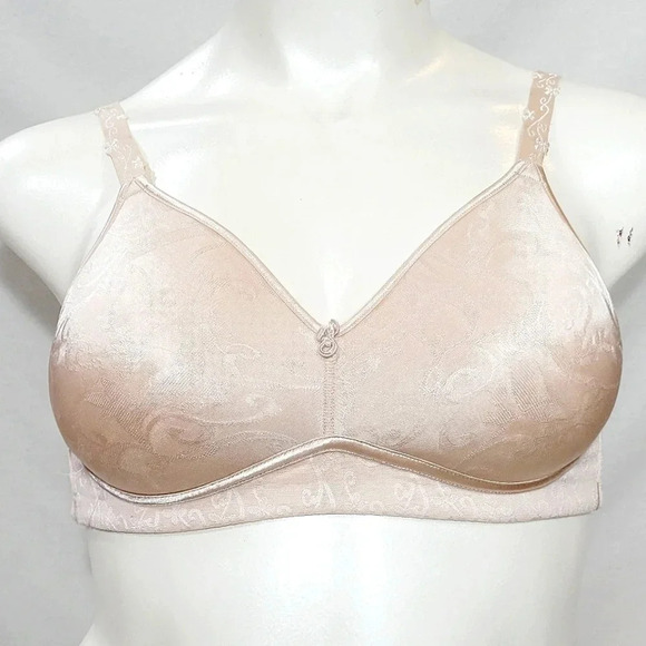 Olga 30552 Curves Wire-free Satin Jacquard Contour Bra 36D Beige - Picture 1 of 5